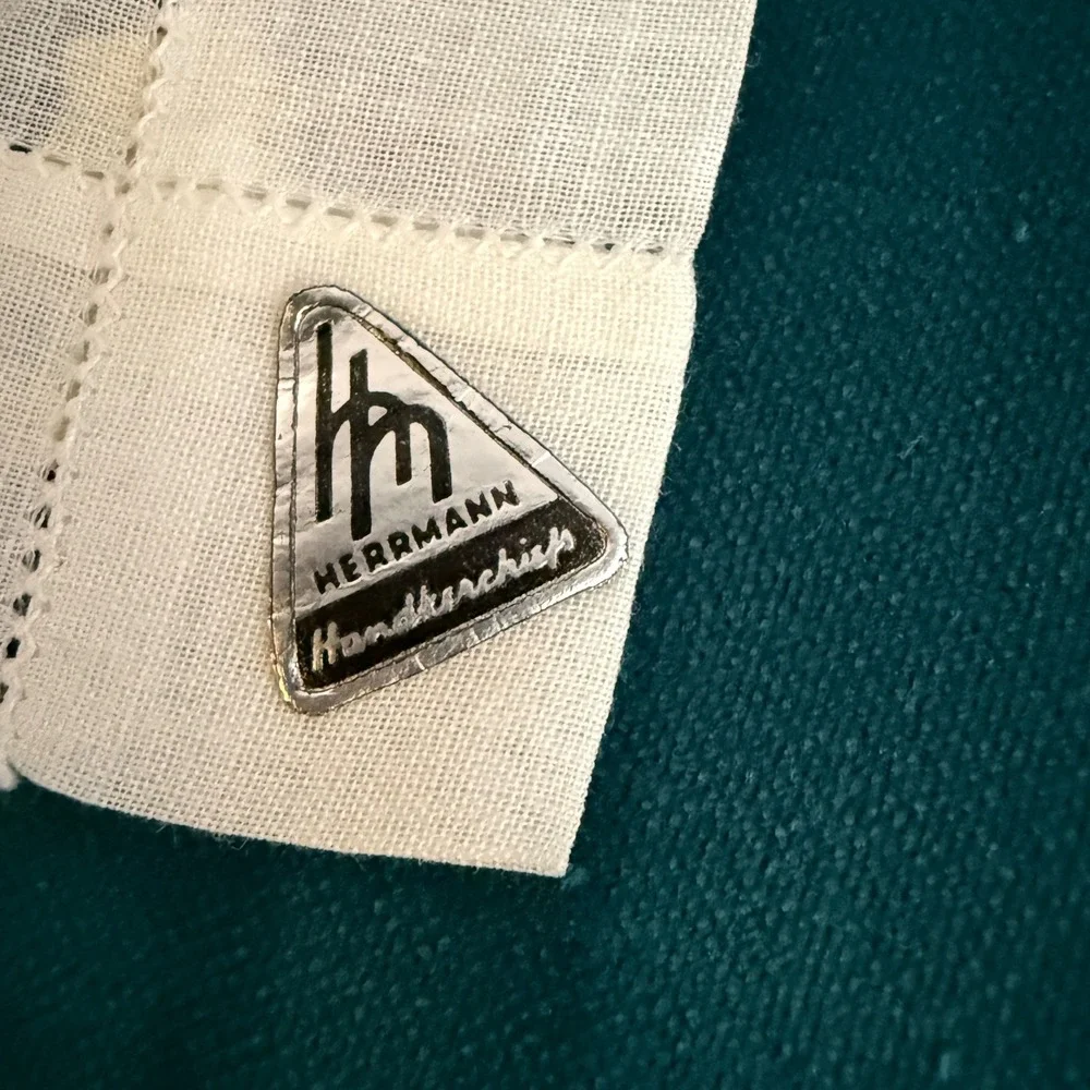 Vintage Herrmann‎ Handkerchiefs Embroidered Floral Monogram White Linen Set of 4